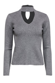 Current Boutique-Milly - Grey Cotton Blend Keyhole Sweater Sz P