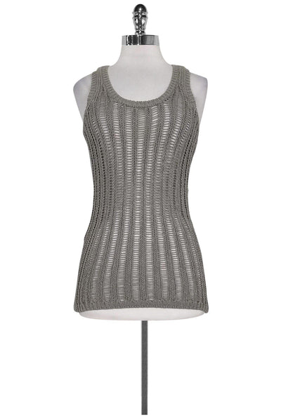Current Boutique-Milly - Grey Open Knit Tank Top Sz P