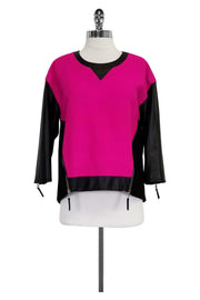 Current Boutique-Milly - Hot Pink & Leather Sweater Top Sz 4