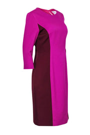 Current Boutique-Milly - Hot Pink & Maroon Colorblock Sheath Dress Sz 10