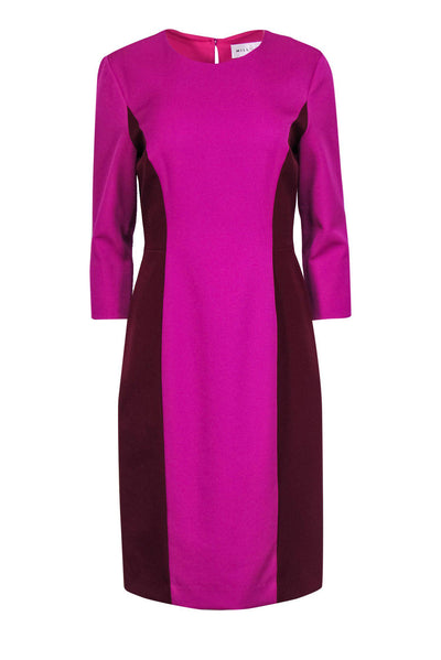 Current Boutique-Milly - Hot Pink & Maroon Colorblock Sheath Dress Sz 10