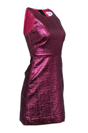 Current Boutique-Milly - Hot Pink Metallic Crinkled Cocktail Dress Sz 0