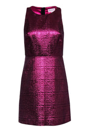 Current Boutique-Milly - Hot Pink Metallic Crinkled Cocktail Dress Sz 4