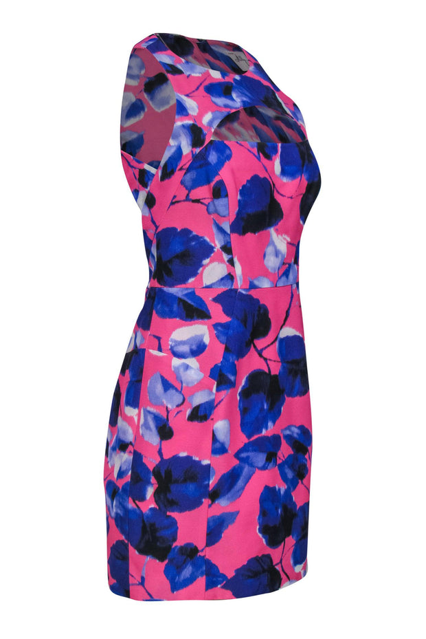 Current Boutique-Milly - Hot Pink & Purple Floral A-Line Dress w/ Cutout Sz 6