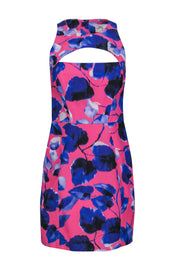 Current Boutique-Milly - Hot Pink & Purple Floral A-Line Dress w/ Cutout Sz 6