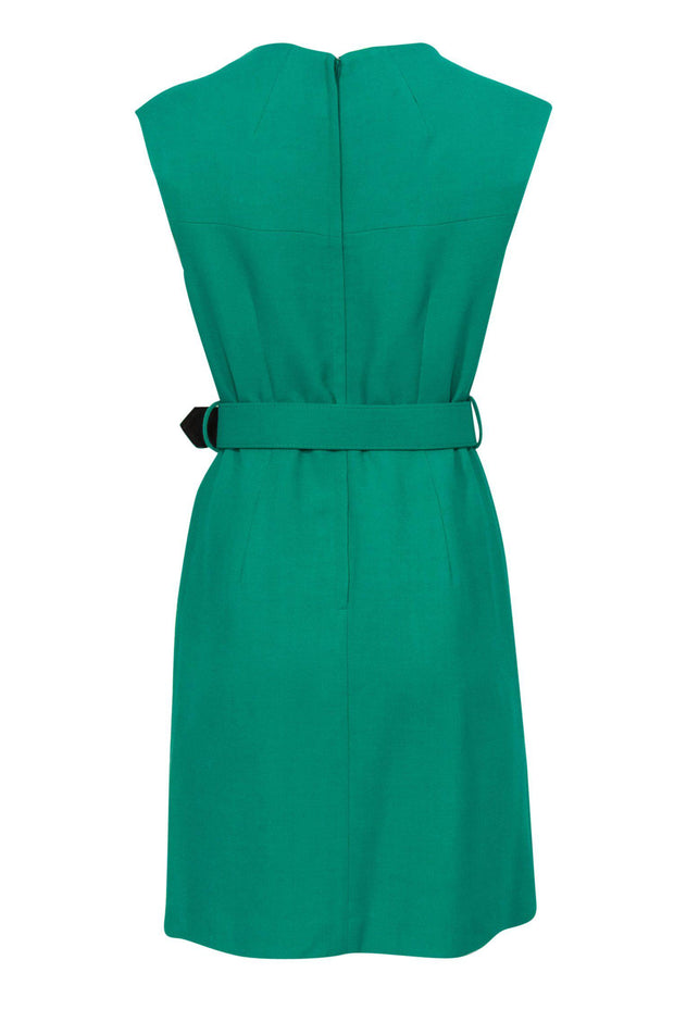 Current Boutique-Milly - Kelly Green Sheath Dress w/ Statement Buckle Belt Sz 6