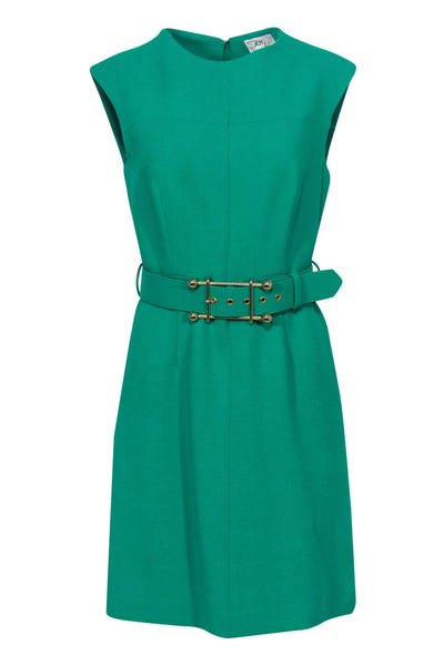 Current Boutique-Milly - Kelly Green Sheath Dress w/ Statement Buckle Belt Sz 6