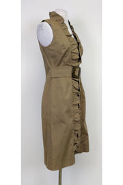 Current Boutique-Milly - Khaki Ruffle Dress w/ Belt Sz 2
