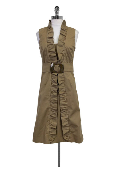 Current Boutique-Milly - Khaki Ruffle Dress w/ Belt Sz 2