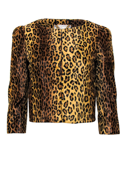 Current Boutique-Milly - Leopard Print Cropped Faux Fur Jacket Sz 2