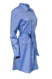 Current Boutique-Milly - Light Blue Collared Shirt Dress w/ Belt Sz 12
