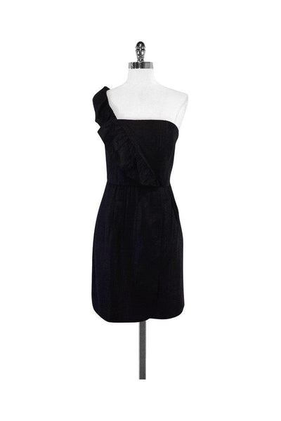 Current Boutique-Milly - Metallic Black One Shoulder Dress Sz 2