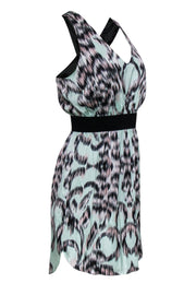 Current Boutique-Milly - Mint Green & Black Printed Silk Dress Sz 6