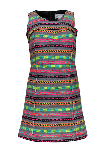 Current Boutique-Milly - Multicolor Aztec Print Striped Tweed Fit & Flare Dress Sz 0