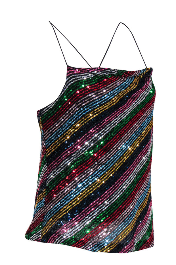 Current Boutique-Milly - Multicolor Sequin Mesh Cowl Neck "Gia" Camisole Sz 6