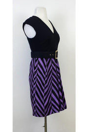 Current Boutique-Milly - Navy & Purple Chevron Dress Sz 2