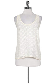 Current Boutique-Milly - Off-White Silk Lined Crochet Tank Top Sz 4