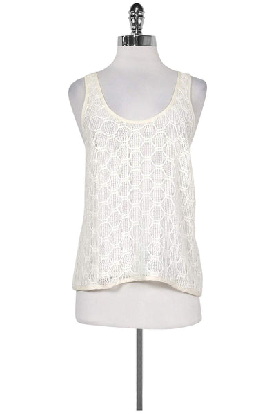 Current Boutique-Milly - Off-White Silk Lined Crochet Tank Top Sz 4