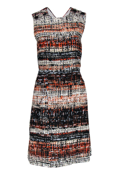 Current Boutique-Milly - Orange & Black Open-Back Dress w/ Buttons Sz 10