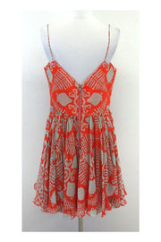 Current Boutique-Milly - Orange & Grey Silk Spaghetti Strap Dress Sz 12