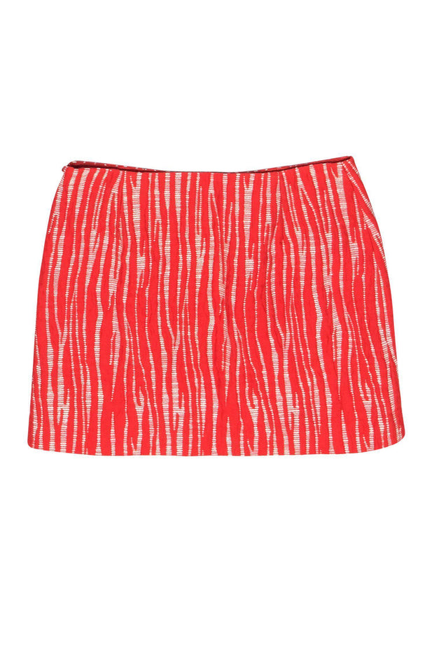 Current Boutique-Milly - Orange & White Printed Textured Miniskirt Sz 6