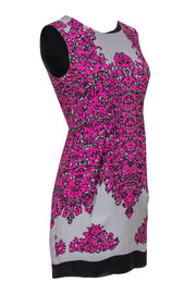 Current Boutique-Milly - Pink & Black Scrolled Print Fitted Dress Sz 4