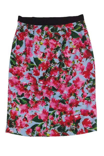 Current Boutique-Milly - Pink & Blue Floral Print Skirt Sz L