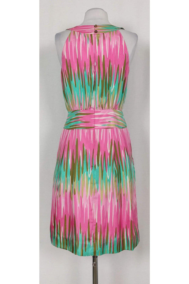 Current Boutique-Milly - Pink & Green Printed Silk Dress Sz 2