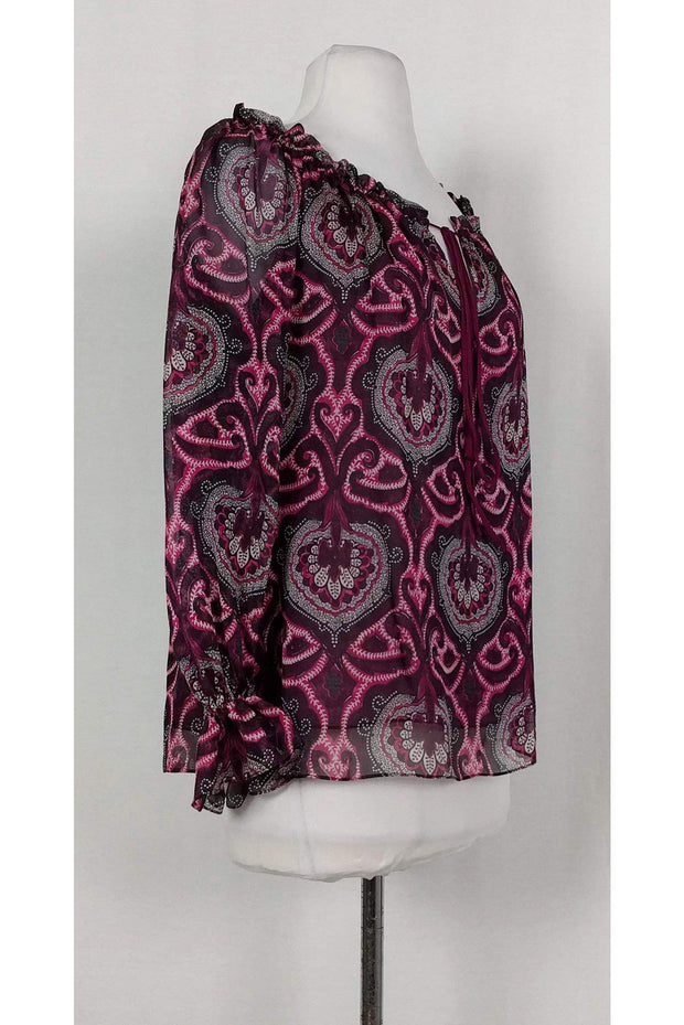 Current Boutique-Milly - Pink & Purple Paisley Print Silk Top Sz 4