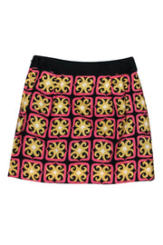 Current Boutique-Milly - Pink, Yellow & Black Printed Silk Skirt Sz 0