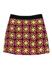 Current Boutique-Milly - Pink, Yellow & Black Printed Silk Skirt Sz 0