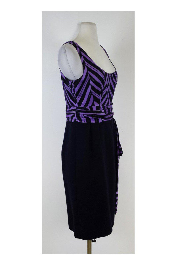 Current Boutique-Milly - Purple, Black & Navy Printed Dress Sz 6