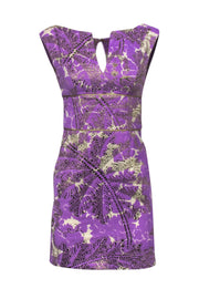 Current Boutique-Milly - Purple Metallic Brocade Sheath Dress Sz 0