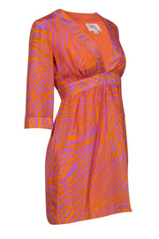 Current Boutique-Milly - Purple & Orange Zebra Printed Silk Dress Sz 6