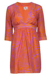 Current Boutique-Milly - Purple & Orange Zebra Printed Silk Dress Sz 6