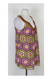 Current Boutique-Milly - Purple Pink & Yellow Dot Print Silk Top Sz 4