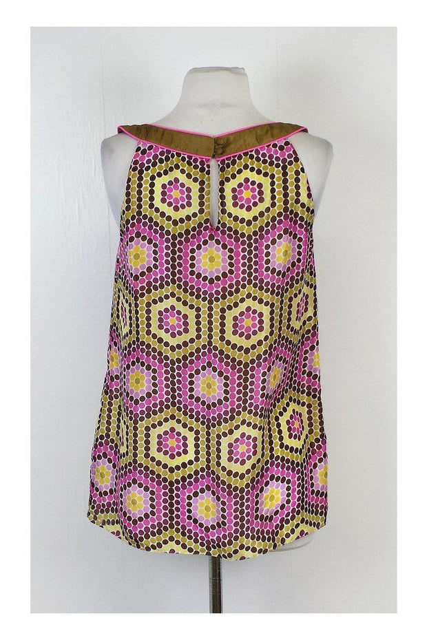 Current Boutique-Milly - Purple Pink & Yellow Dot Print Silk Top Sz 4