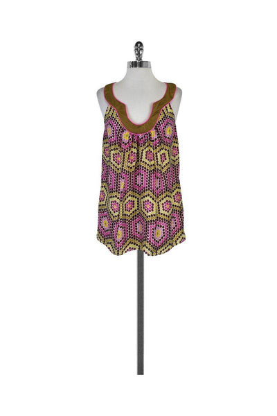 Current Boutique-Milly - Purple Pink & Yellow Dot Print Silk Top Sz 4