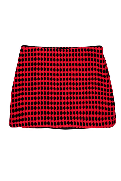 Current Boutique-Milly - Red & Black Polka Dot Wool Miniskirt Sz 6