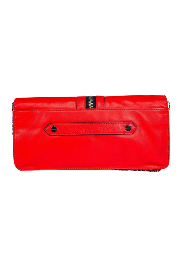 Current Boutique-Milly - Red Leather Chain Shoulder Bag w/ Zipper Accent