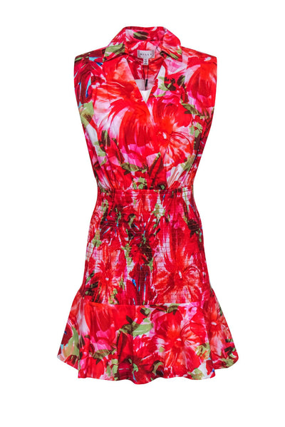 Current Boutique-Milly - Red & Multi Colored Tropical Print Sleeveless Mini Dress Sz 8