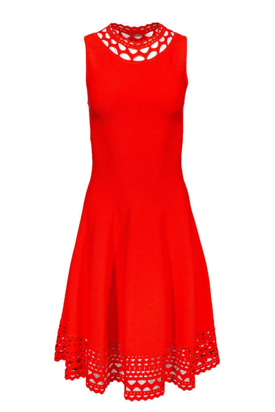 Current Boutique-Milly - Red Orange Dress w/ Laser Cut Designs Sz L