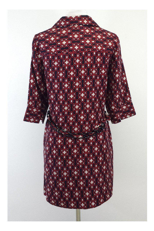 Current Boutique-Milly - Red, White & Black Print Silk Shirt Dress Sz 6