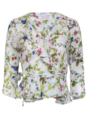 Current Boutique-Milly – Ruffled Multicolor Floral Print Surplice Top Sz 2
