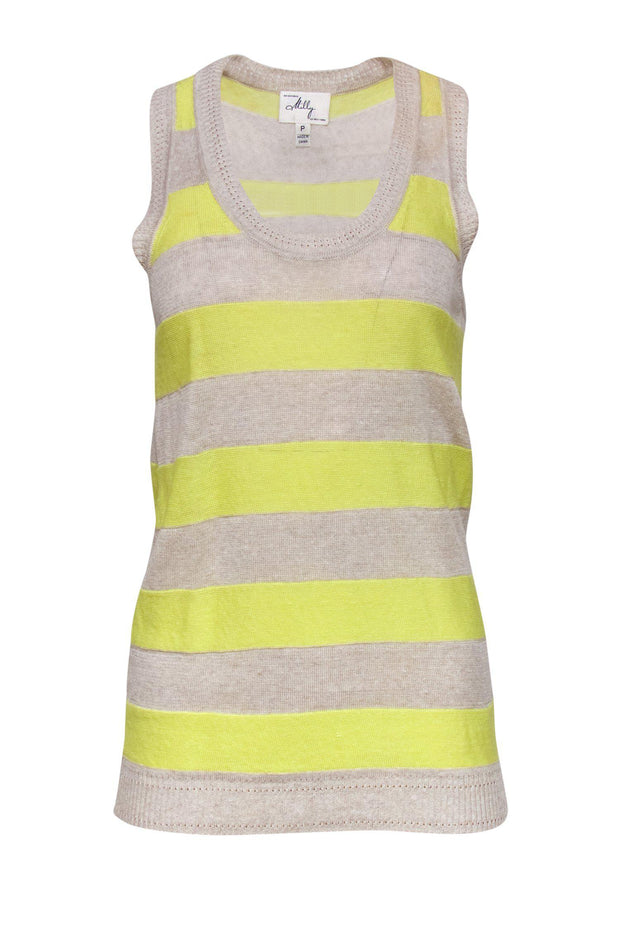 Current Boutique-Milly - Tan & Yellow Striped Knit Tank Sz P