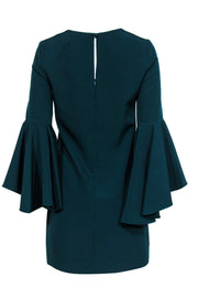 Current Boutique-Milly - Teal V-Neck Shift Dress w/ Bell Sleeves Sz 4