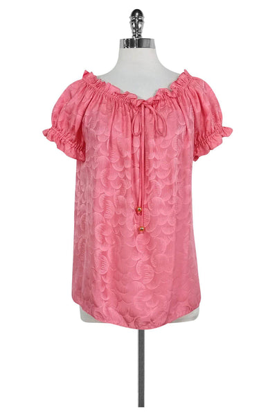 Current Boutique-Milly - Watermelon Pink Ruffle Blouse Sz 8