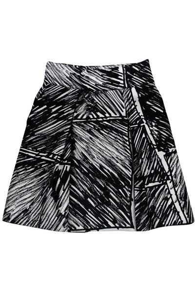Current Boutique-Milly - White & Black Pleated Flared Skirt Sz 8