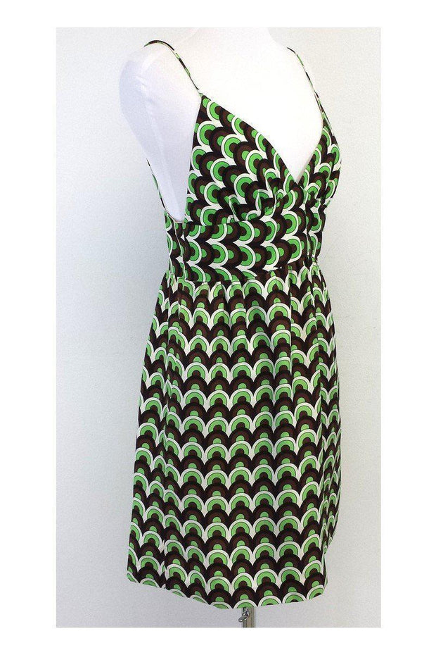 Current Boutique-Milly - White, Brown & Green Circle Print Dress Sz 8