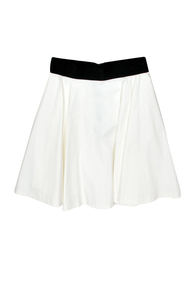 Current Boutique-Milly - White Flare Skirt w/ Black Waistband Sz 4